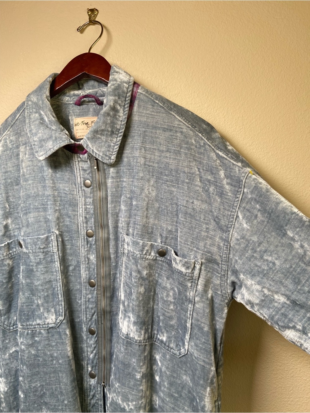 Anthropologie We The Free Duster Jacket Large Crushed Velvet - Picture 4 of 11